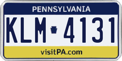 PA license plate KLM4131