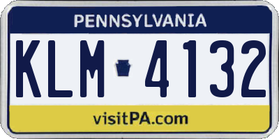 PA license plate KLM4132