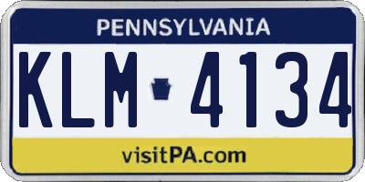 PA license plate KLM4134