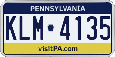 PA license plate KLM4135