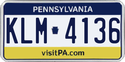 PA license plate KLM4136