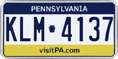 PA license plate KLM4137