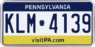 PA license plate KLM4139