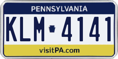 PA license plate KLM4141