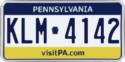 PA license plate KLM4142