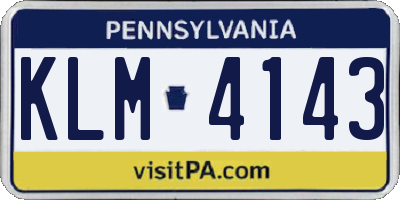 PA license plate KLM4143