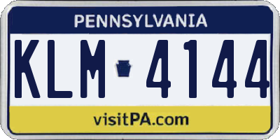 PA license plate KLM4144