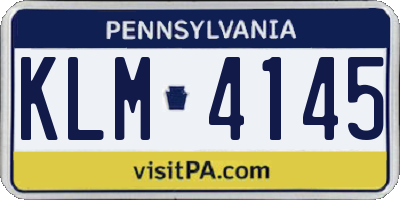 PA license plate KLM4145