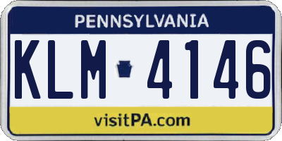 PA license plate KLM4146