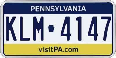PA license plate KLM4147