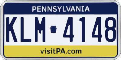 PA license plate KLM4148