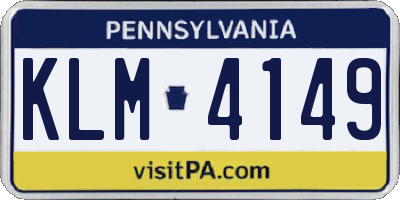 PA license plate KLM4149