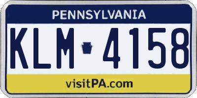 PA license plate KLM4158