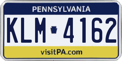 PA license plate KLM4162