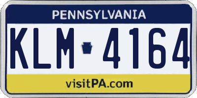 PA license plate KLM4164
