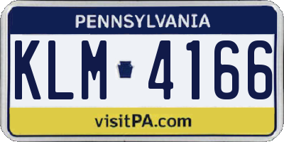 PA license plate KLM4166