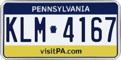 PA license plate KLM4167