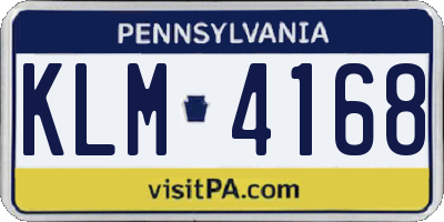 PA license plate KLM4168