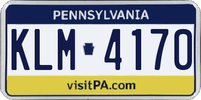 PA license plate KLM4170