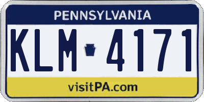 PA license plate KLM4171