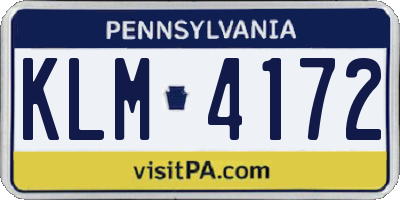 PA license plate KLM4172