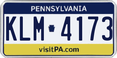 PA license plate KLM4173