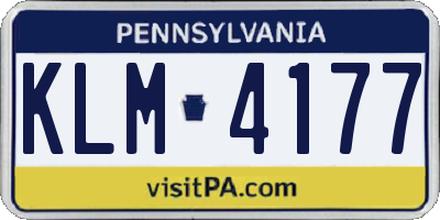PA license plate KLM4177