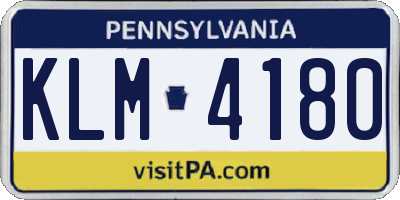 PA license plate KLM4180