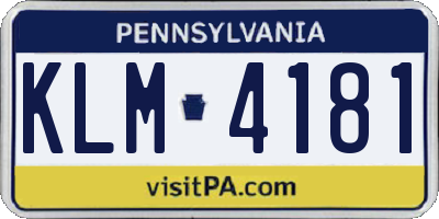 PA license plate KLM4181