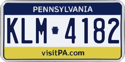 PA license plate KLM4182
