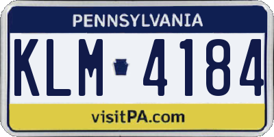 PA license plate KLM4184