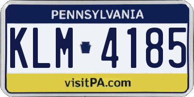 PA license plate KLM4185