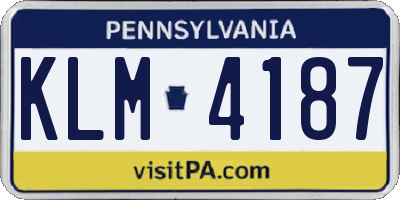 PA license plate KLM4187