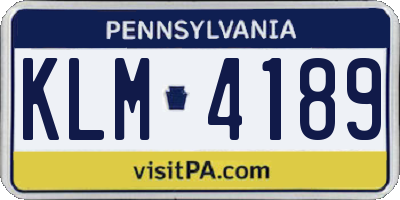 PA license plate KLM4189
