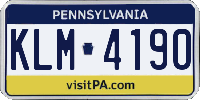 PA license plate KLM4190