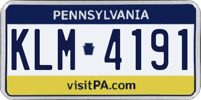 PA license plate KLM4191