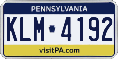 PA license plate KLM4192