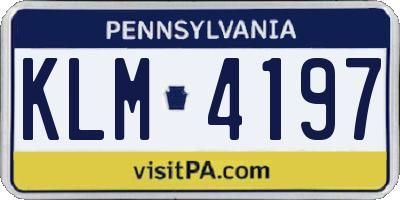 PA license plate KLM4197