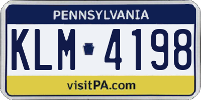 PA license plate KLM4198