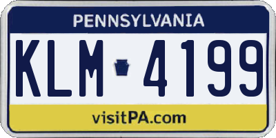 PA license plate KLM4199