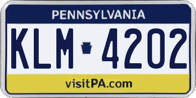 PA license plate KLM4202