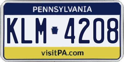 PA license plate KLM4208