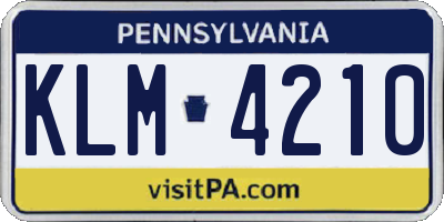 PA license plate KLM4210
