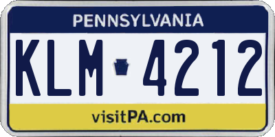 PA license plate KLM4212
