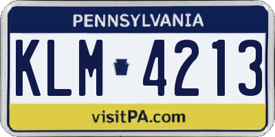 PA license plate KLM4213