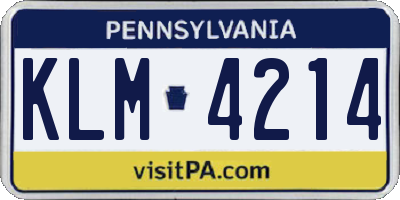 PA license plate KLM4214
