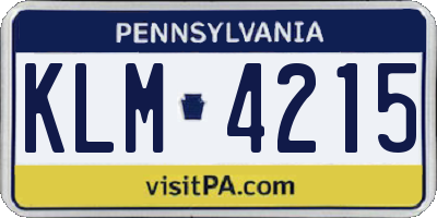 PA license plate KLM4215