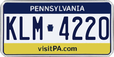 PA license plate KLM4220