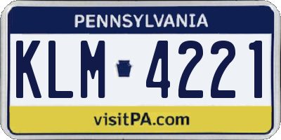 PA license plate KLM4221