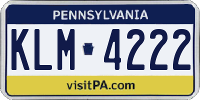 PA license plate KLM4222